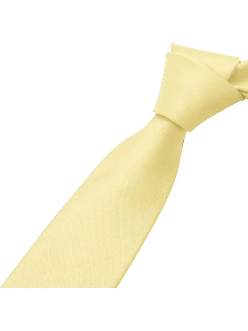 Men's Light Yellow Solid Microfiber Plain Formal Silk Necktie For Business Dress